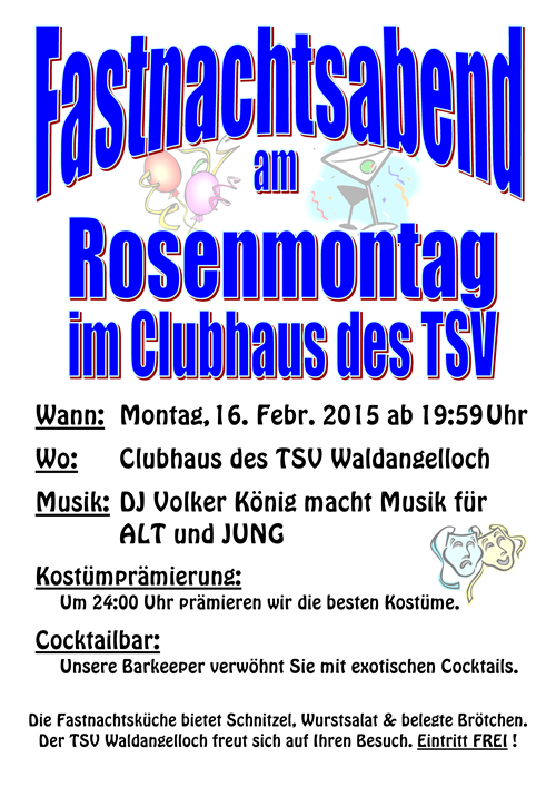 TSV Waldangelloch – Fastnachtsabend 2015