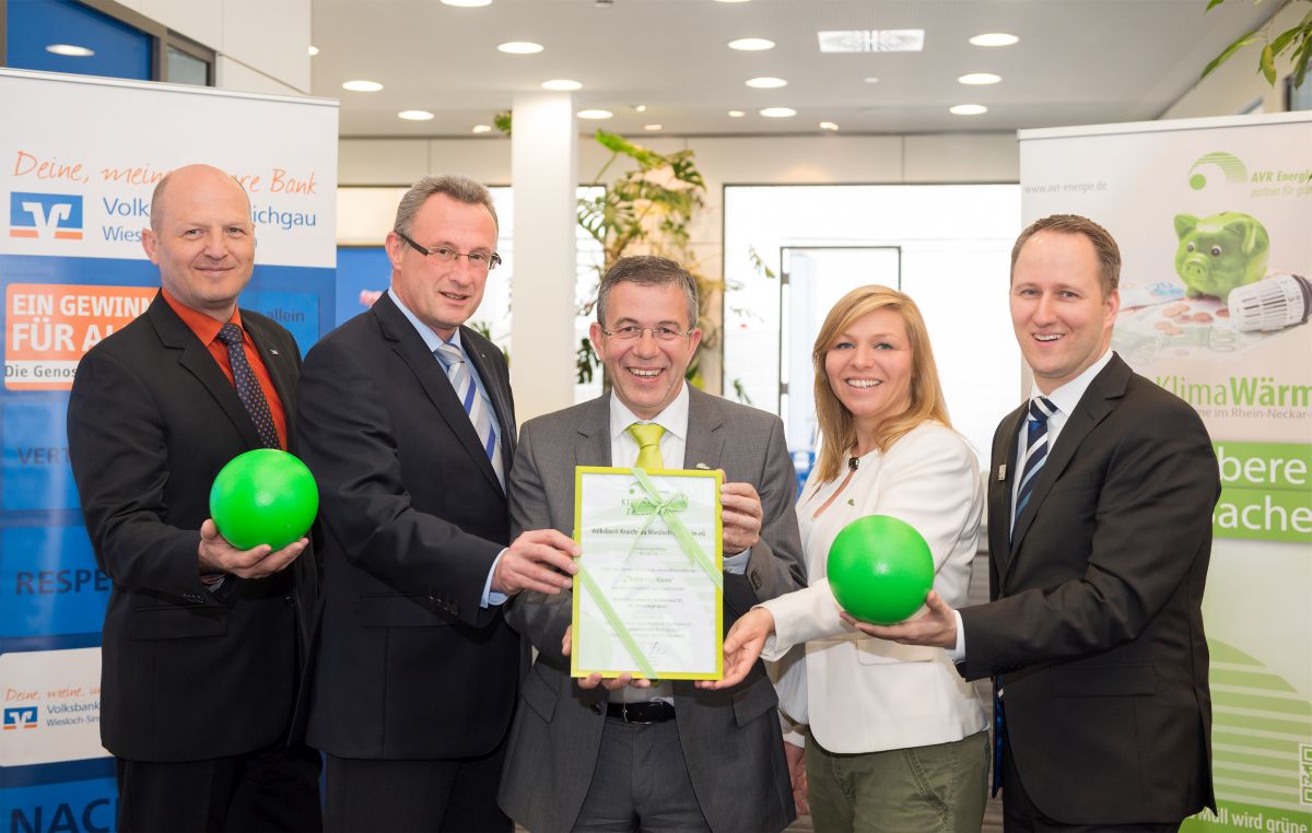 Volksbank Kraichgau Wiesloch-Sinsheim eG erhält Klimaschutz-Zertifikat der AVR Energie GmbH
