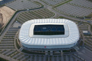 Aerial view soccer stadium Hoffenheim Germany