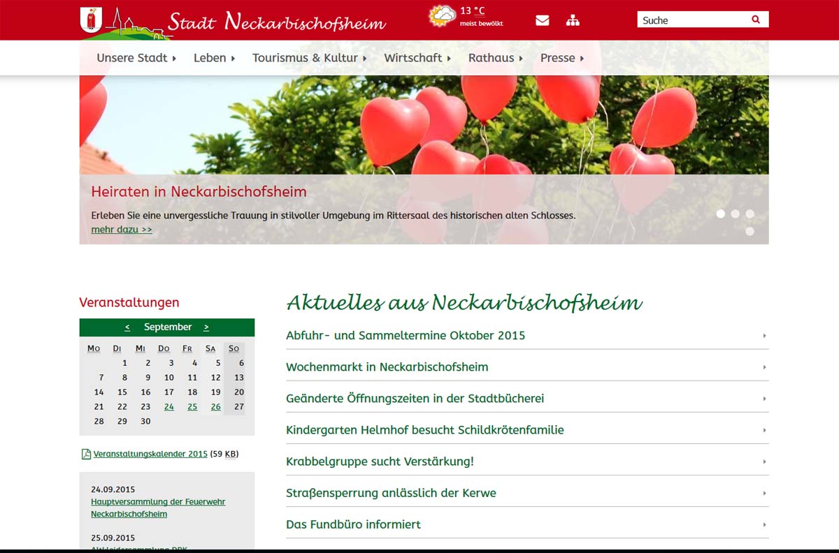 Neuer Internetauftritt der Stadt Neckarbischofsheim online