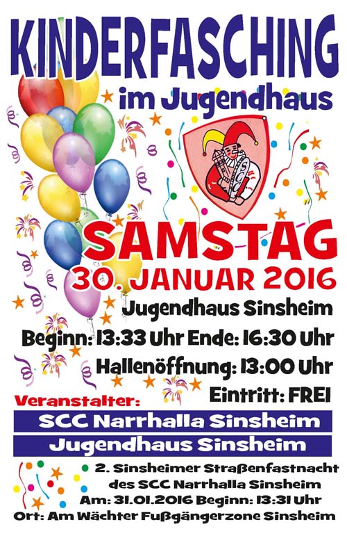 Kinderfasching im Jugendhaus Sinsheim