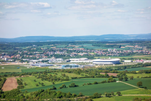 Panorama von Sinsheim mit Blick auf Badewelt Sinsheim