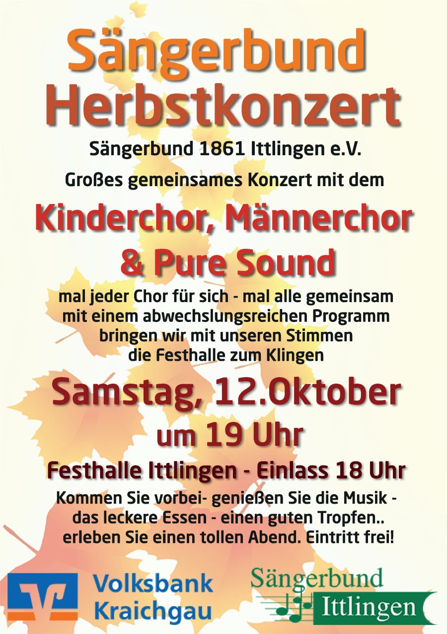 Großes  Sängerbund-Herbstkonzert am 12. Oktober