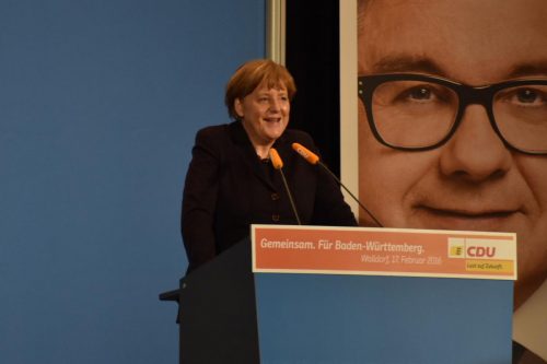 Bundeskanzlerin Merkel bei ihrem letzten Besuch in der Region (Foto: Marco Friedrich / RNA)