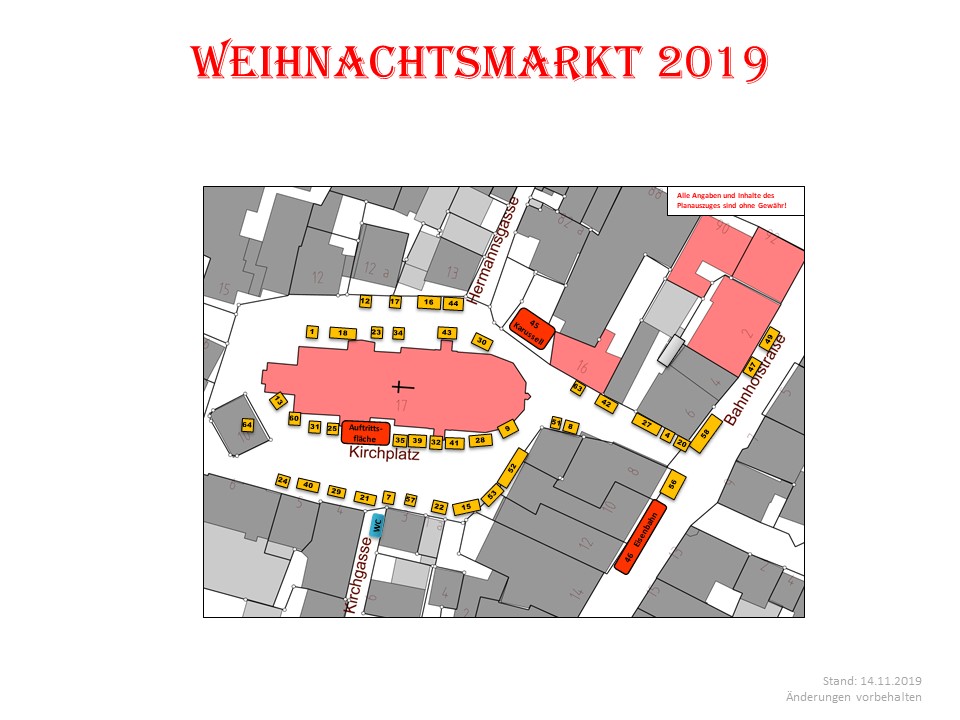 Sinsheimer Weihnachtsmarkt 2019: Standeinteilung