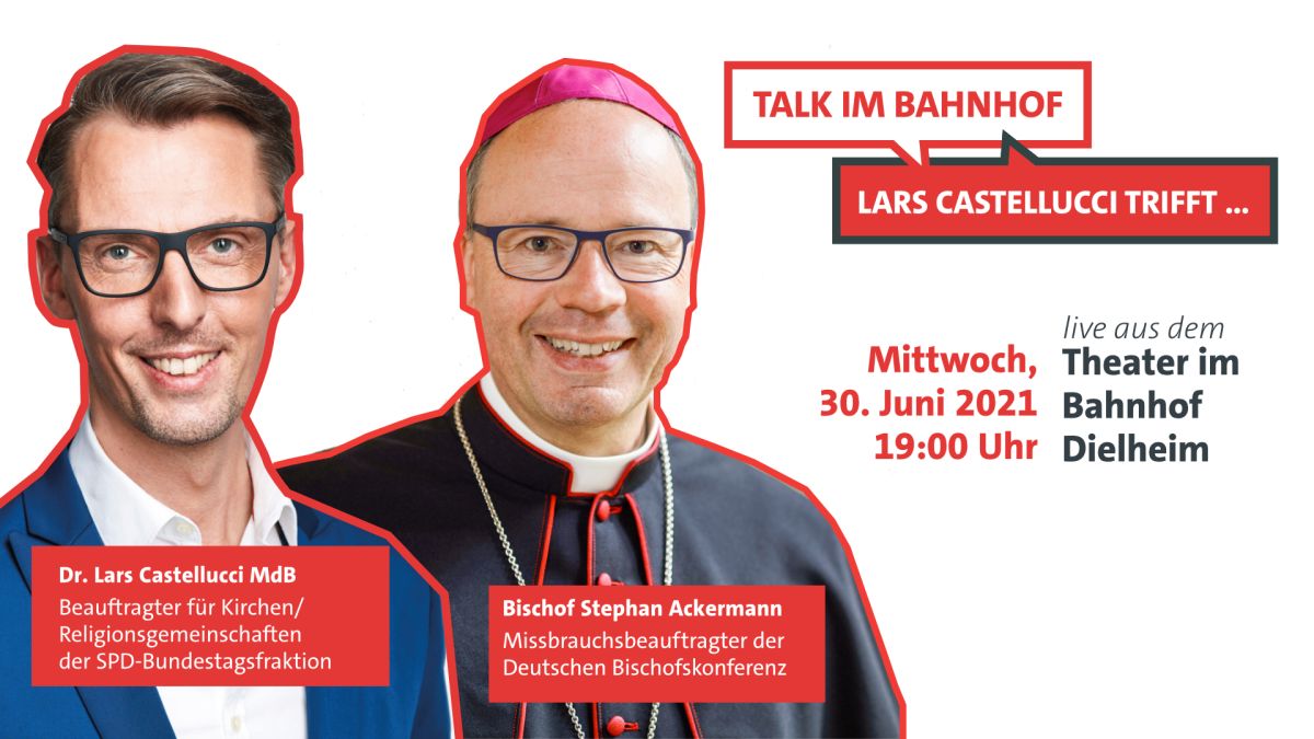 „Talk im Bahnhof – Lars Castellucci trifft…“ Bischof Stephan Ackermann im Theater im Bahnhof in Dielheim