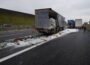A6/Bad Rappenau: Unfall mit 3 LKW sorgt für Straßensperrung – LKW verliert Ladung mit Gelatine !