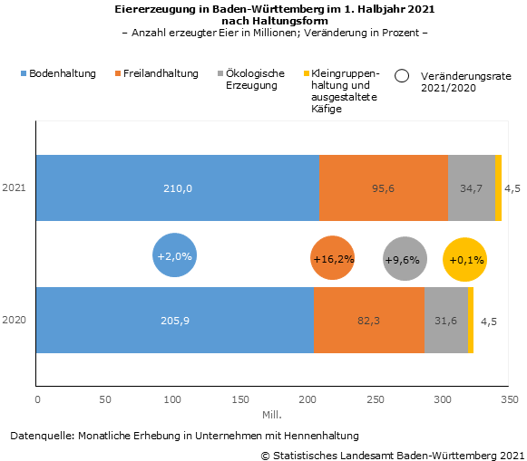Anhaltender Aufschwung bei der Eiererzeugung in Baden-Württemberg