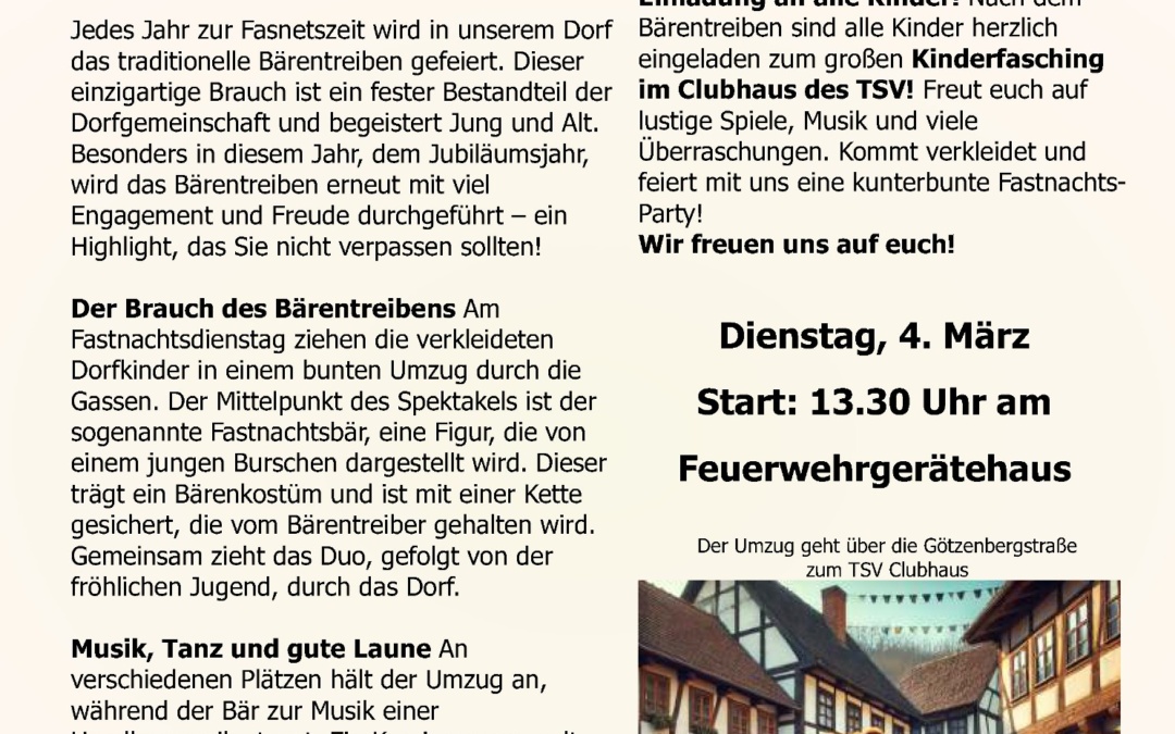 Kinderfasching und Bärentreiben in Waldangelloch