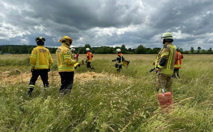 Sinsheim: Übung der Feuerwehr zur Vegetationsbrandbekämpfung