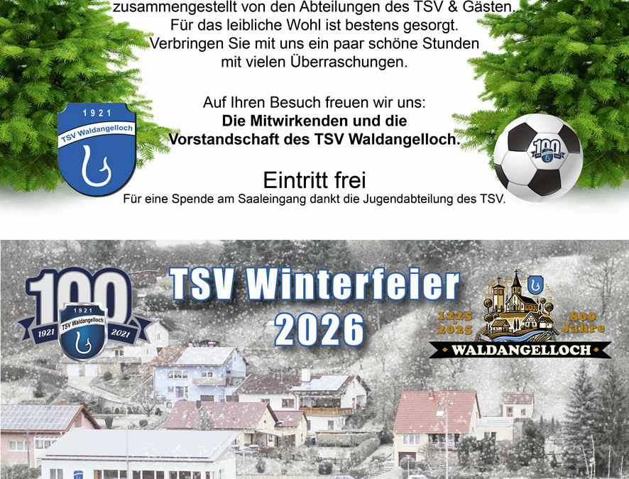 TSV Waldangelloch lädt zur Winterfeier ein