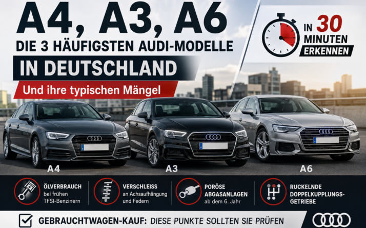 Die 3 häufigsten Audi-Modelle in Deutschland und ihre typischen Mängel